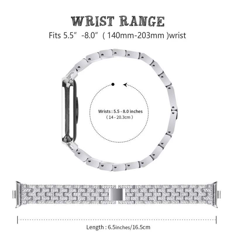 Xiaomi Smart Band 8 Pro Watch Band Rhinestone Decor 5-Bead Metal Watch Strap