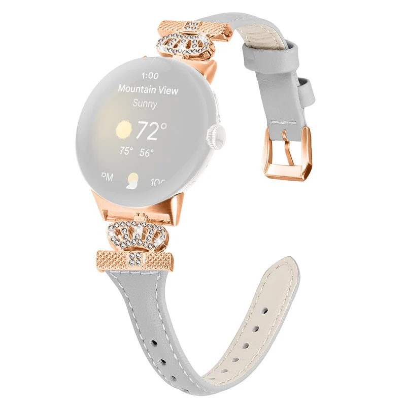 Google Pixel Watch / Watch 2 Rose Gold Buckle Watch Band Strap with Crown-Shape Connector
