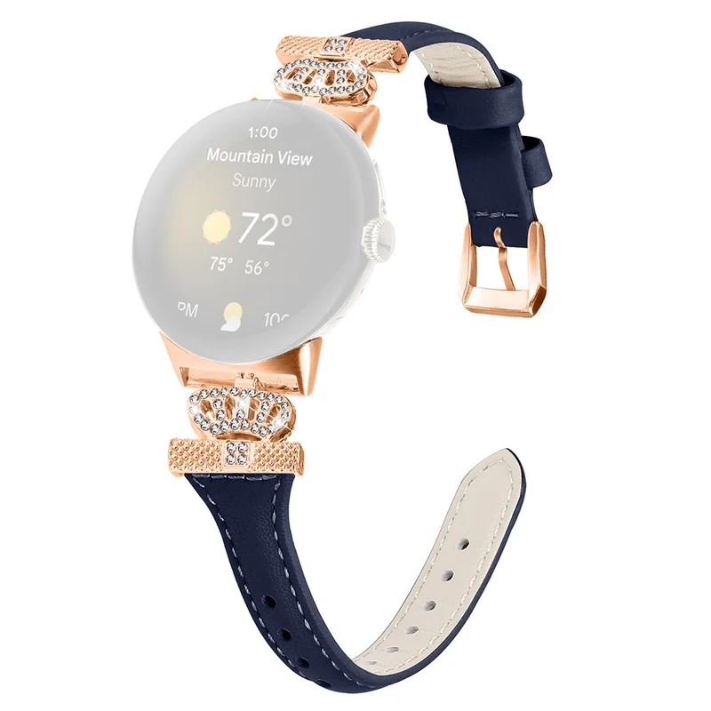 Google Pixel Watch / Watch 2 Rose Gold Buckle Watch Band Strap with Crown-Shape Connector
