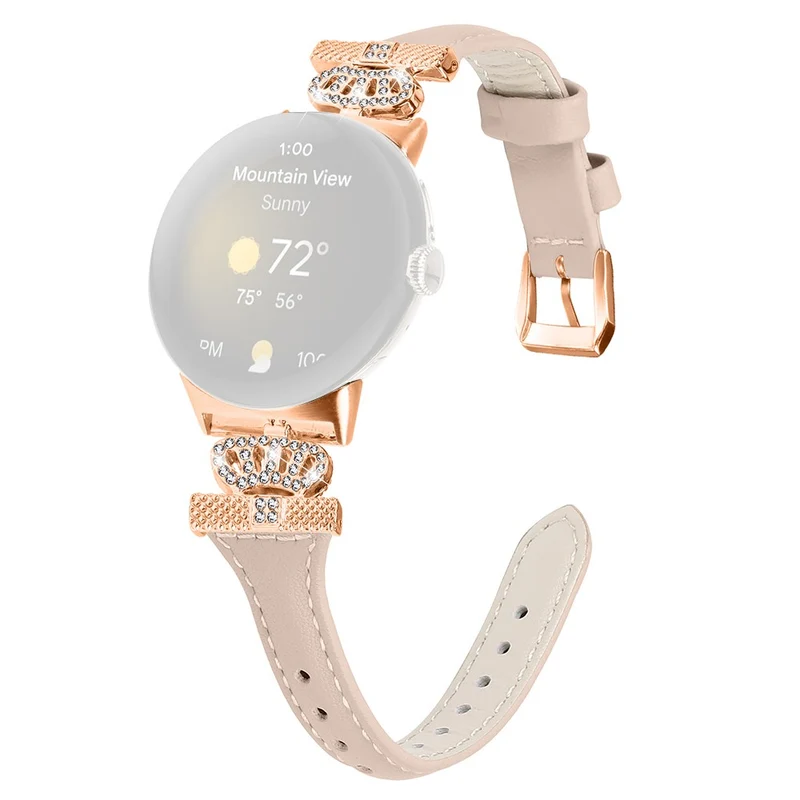 Google Pixel Watch / Watch 2 Rose Gold Buckle Watch Band Strap with Crown-Shape Connector