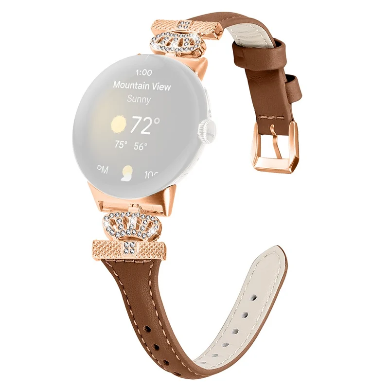 Google Pixel Watch / Watch 2 Rose Gold Buckle Watch Band Strap with Crown-Shape Connector