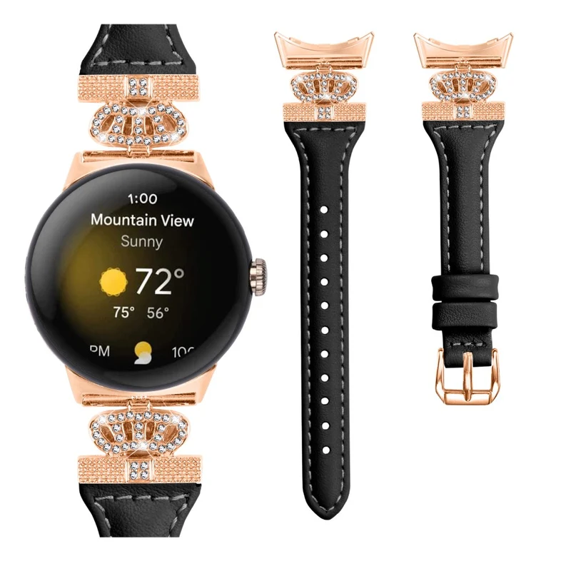 Google Pixel Watch / Watch 2 Rose Gold Buckle Watch Band Strap with Crown-Shape Connector