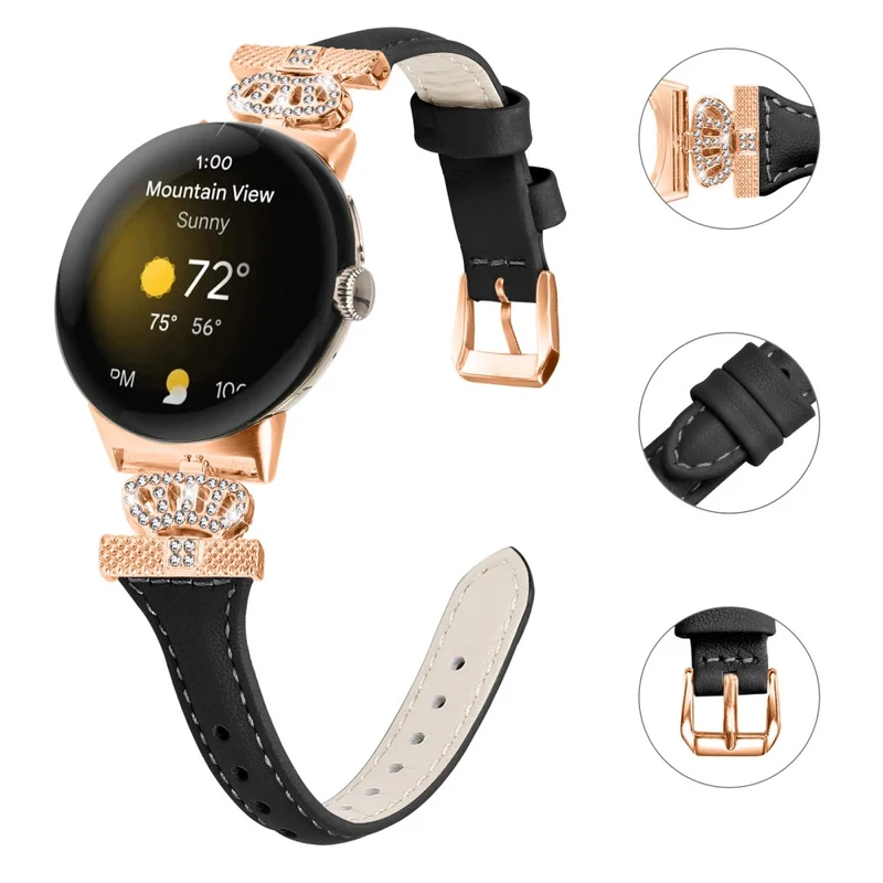Google Pixel Watch / Watch 2 Rose Gold Buckle Watch Band Strap with Crown-Shape Connector