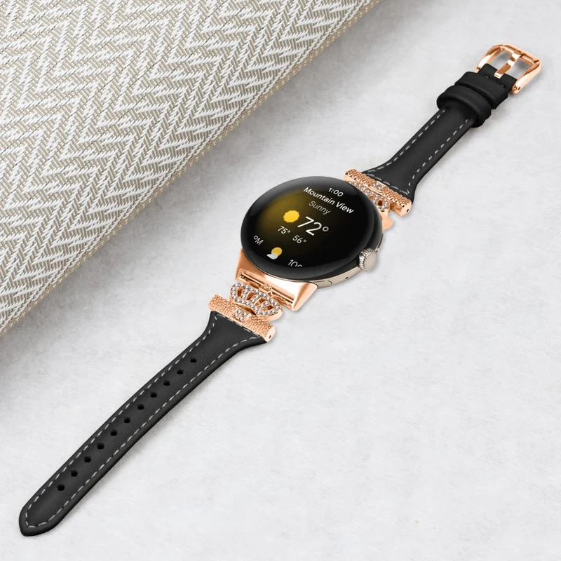Google Pixel Watch / Watch 2 Rose Gold Buckle Watch Band Strap with Crown-Shape Connector