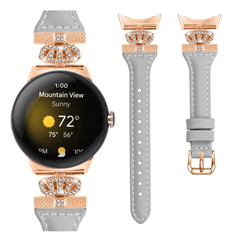 Google Pixel Watch / Watch 2 Rose Gold Buckle Watch Band Strap with Crown-Shape Connector
