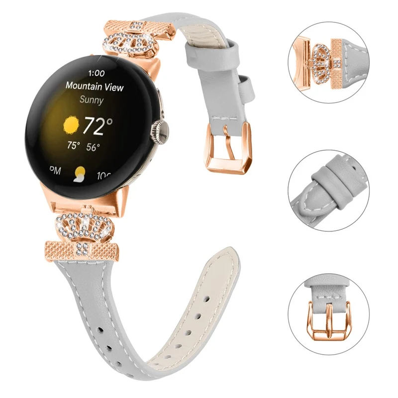 Google Pixel Watch / Watch 2 Rose Gold Buckle Watch Band Strap with Crown-Shape Connector