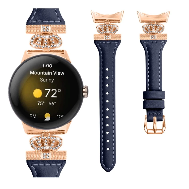 Google Pixel Watch / Watch 2 Rose Gold Buckle Watch Band Strap with Crown-Shape Connector
