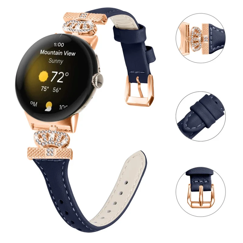 Google Pixel Watch / Watch 2 Rose Gold Buckle Watch Band Strap with Crown-Shape Connector