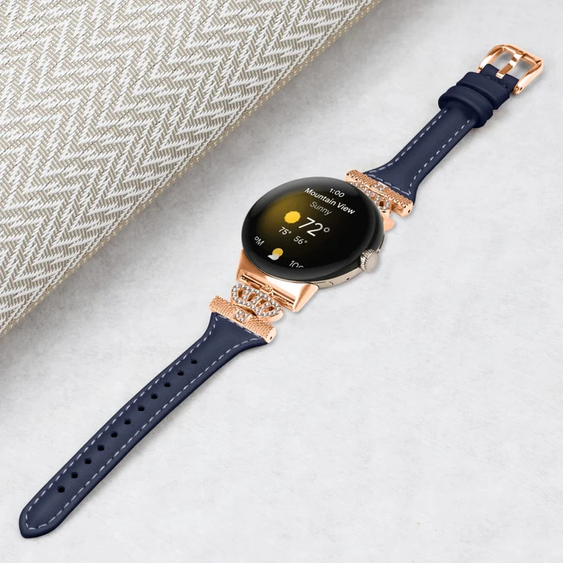 Google Pixel Watch / Watch 2 Rose Gold Buckle Watch Band Strap with Crown-Shape Connector