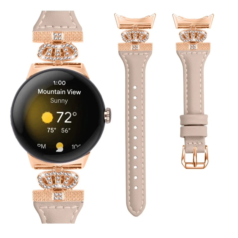 Google Pixel Watch / Watch 2 Rose Gold Buckle Watch Band Strap with Crown-Shape Connector