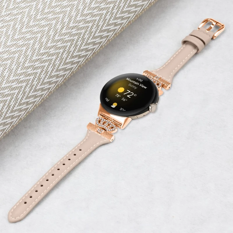 Google Pixel Watch / Watch 2 Rose Gold Buckle Watch Band Strap with Crown-Shape Connector