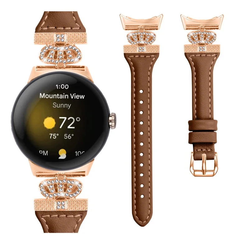 Google Pixel Watch / Watch 2 Rose Gold Buckle Watch Band Strap with Crown-Shape Connector