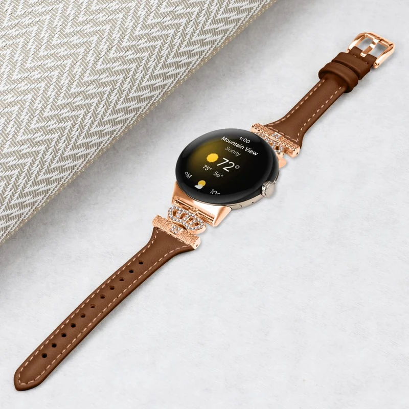 Google Pixel Watch / Watch 2 Rose Gold Buckle Watch Band Strap with Crown-Shape Connector