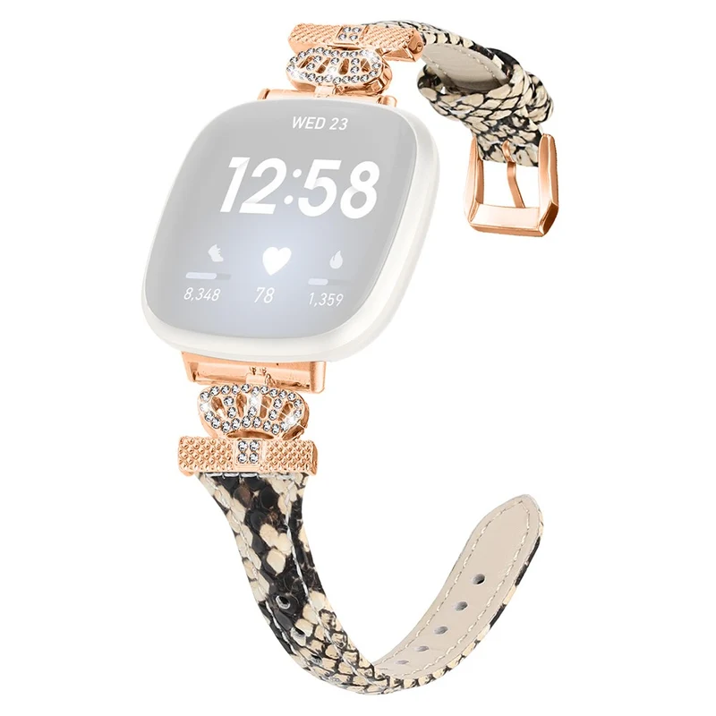 Fitbit Versa 3 / 4 / Sense / Sense 2 Rose Gold Buckle Watch Strap Crown Rhinestone Band