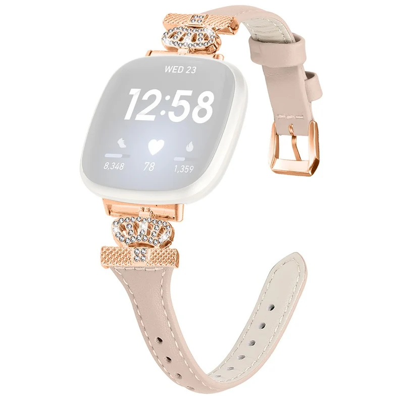 Fitbit Versa 3 / 4 / Sense / Sense 2 Rose Gold Buckle Watch Strap Crown Rhinestone Band
