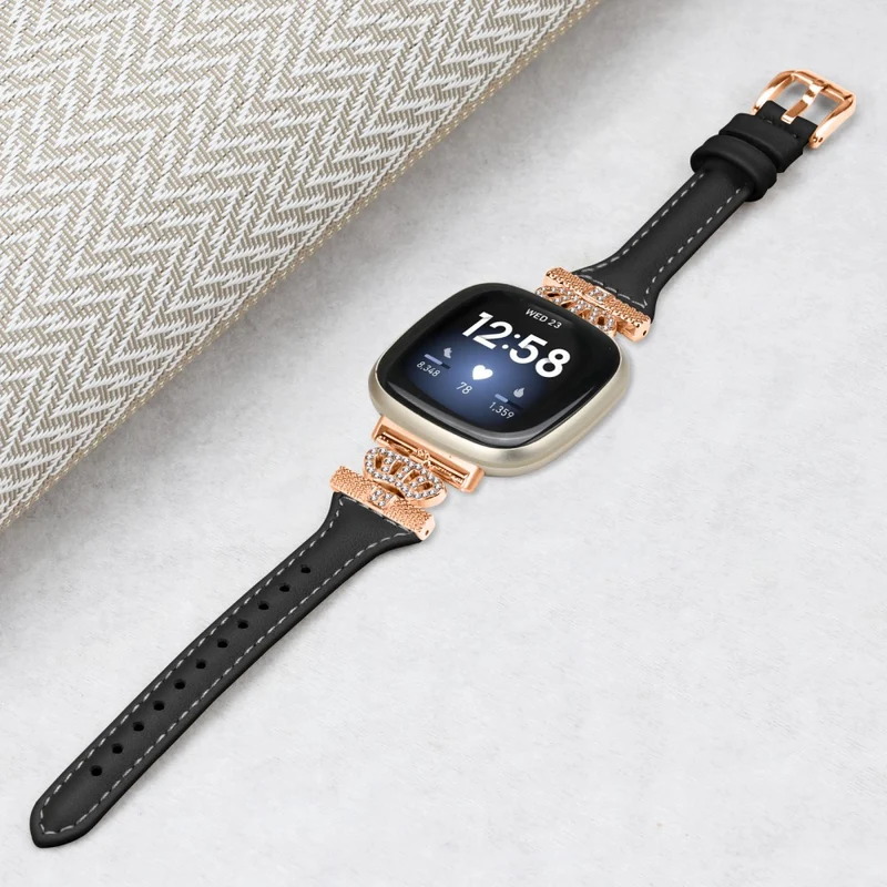 Fitbit Versa 3 / 4 / Sense / Sense 2 Rose Gold Buckle Watch Strap Crown Rhinestone Band