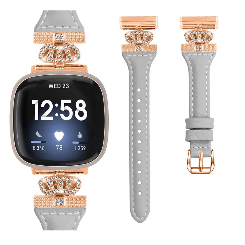 Fitbit Versa 3 / 4 / Sense / Sense 2 Rose Gold Buckle Watch Strap Crown Rhinestone Band