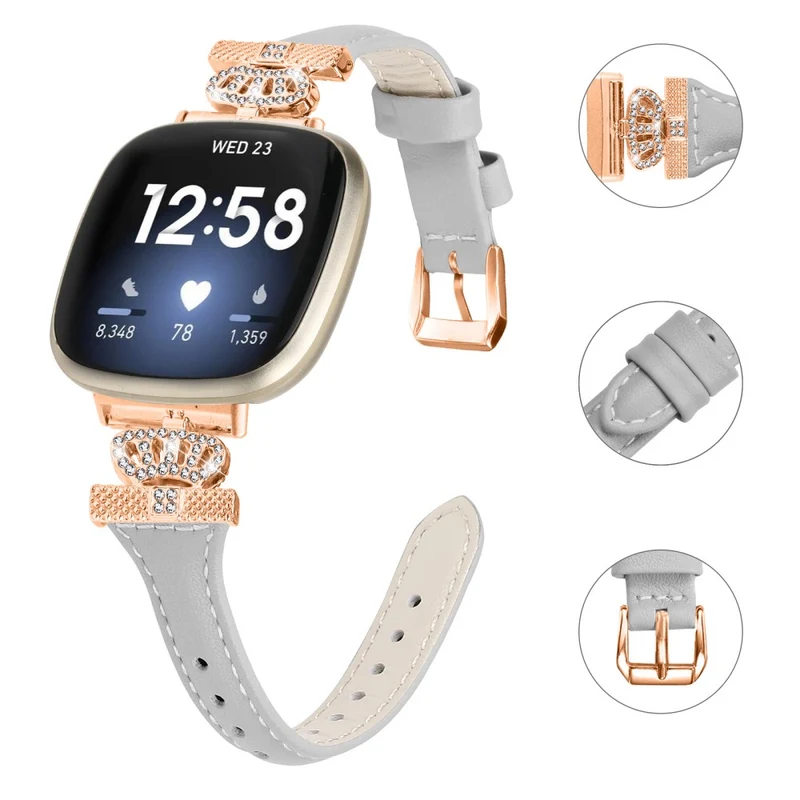 Fitbit Versa 3 / 4 / Sense / Sense 2 Rose Gold Buckle Watch Strap Crown Rhinestone Band