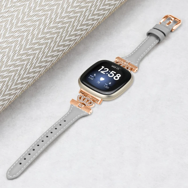 Fitbit Versa 3 / 4 / Sense / Sense 2 Rose Gold Buckle Watch Strap Crown Rhinestone Band