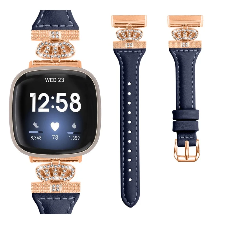 Fitbit Versa 3 / 4 / Sense / Sense 2 Rose Gold Buckle Watch Strap Crown Rhinestone Band