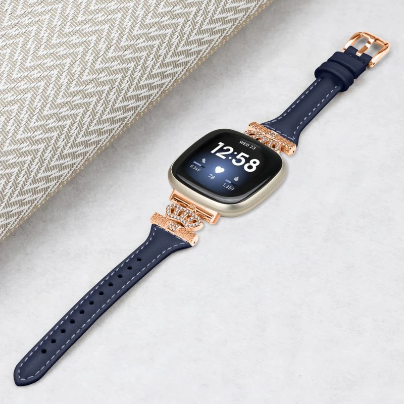 Fitbit Versa 3 / 4 / Sense / Sense 2 Rose Gold Buckle Watch Strap Crown Rhinestone Band