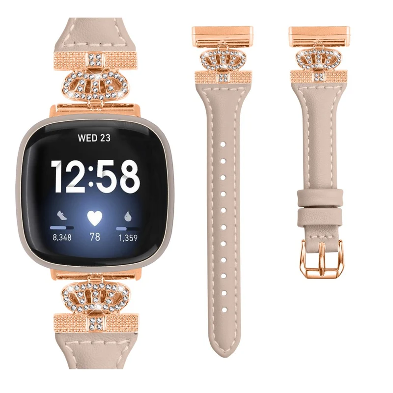 Fitbit Versa 3 / 4 / Sense / Sense 2 Rose Gold Buckle Watch Strap Crown Rhinestone Band