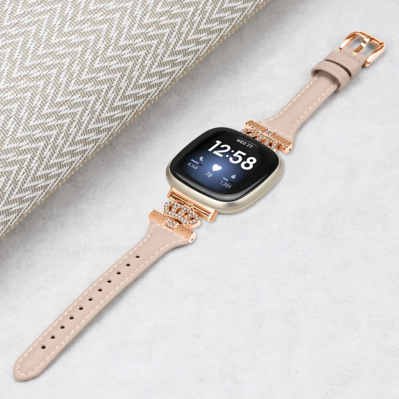 Fitbit Versa 3 / 4 / Sense / Sense 2 Rose Gold Buckle Watch Strap Crown Rhinestone Band