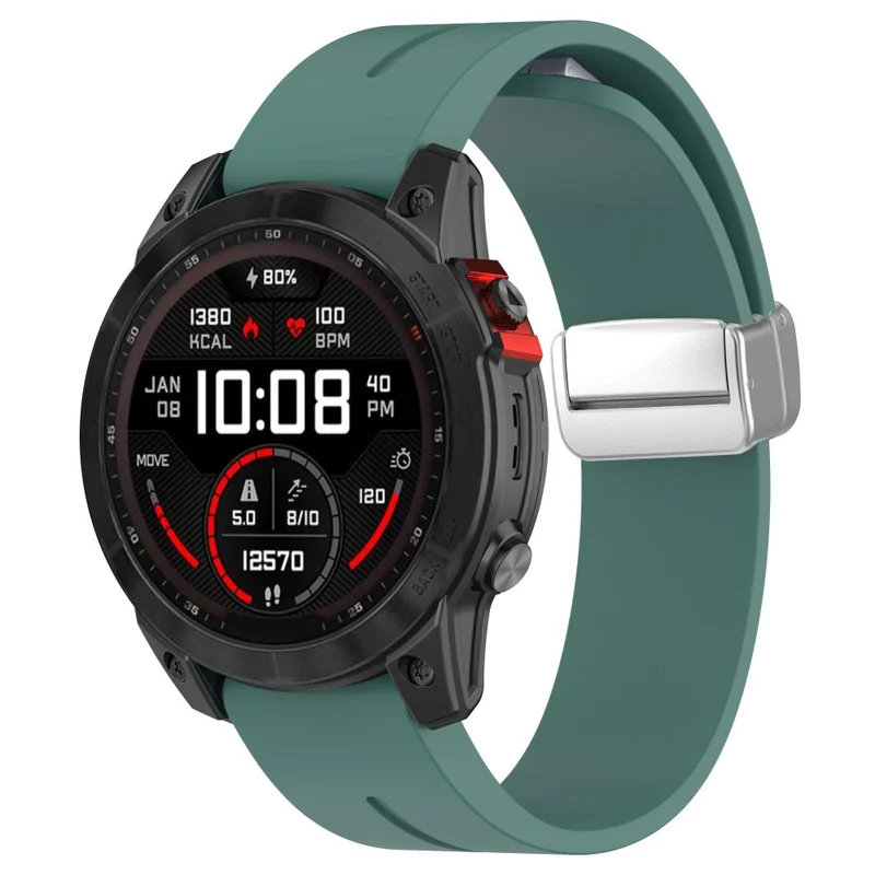 Garmin Fenix 7 / Forerunner 965 / 955 / 945 / 935 22mm Watch Band Silive Buckle Silicone Wriststrap
