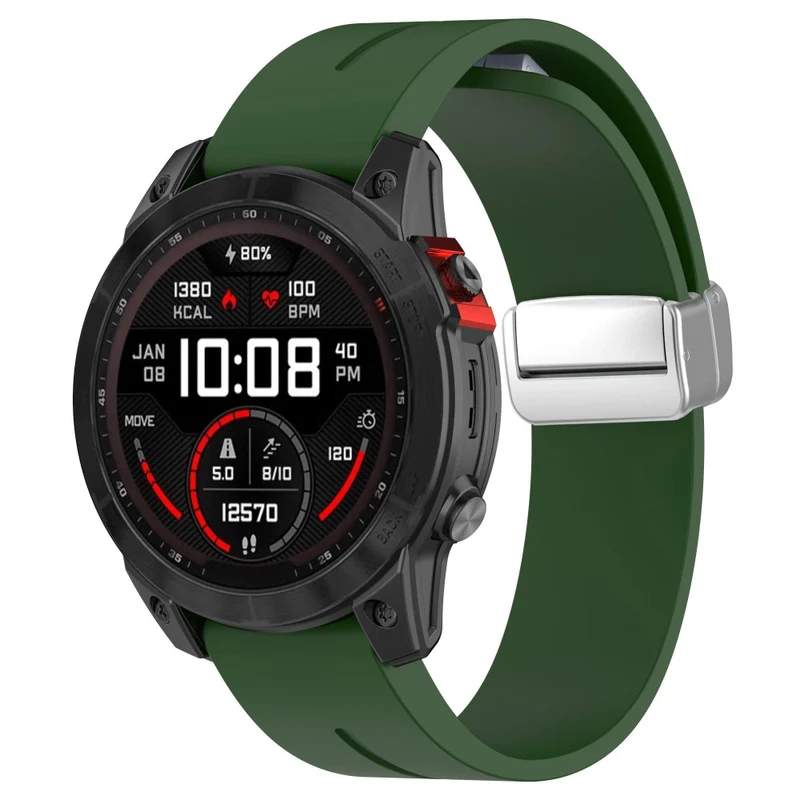 Garmin Fenix 7 / Forerunner 965 / 955 / 945 / 935 22mm Watch Band Silive Buckle Silicone Wriststrap