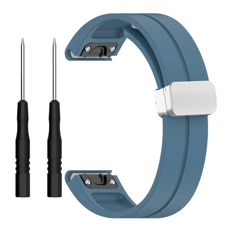 Garmin Fenix 7S / 6S Pro / 5S Plus / Instinct 2S Silicone Watch Bands Silver Buckle 20mm Magnetic Strap