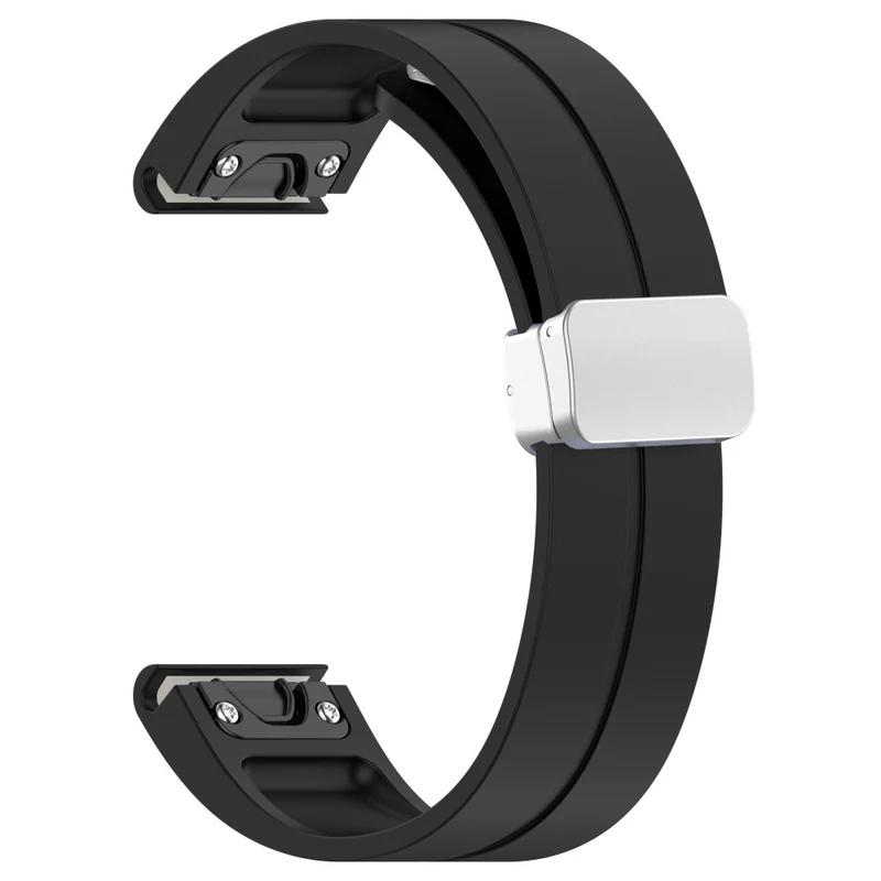 Garmin Fenix 7S / 6S Pro / 5S Plus / Instinct 2S Silicone Watch Bands Silver Buckle 20mm Magnetic Strap