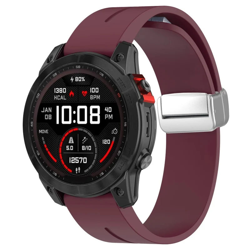 Garmin Fenix 7S / 6S Pro / 5S Plus / Instinct 2S Silicone Watch Bands Silver Buckle 20mm Magnetic Strap