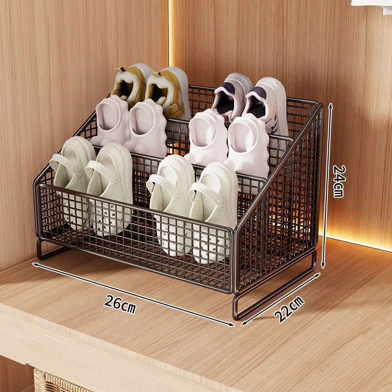 Kompakte geneigte Tri-Level-Mesh-Schlappen- und kleine Schuh-Organizer-Binne