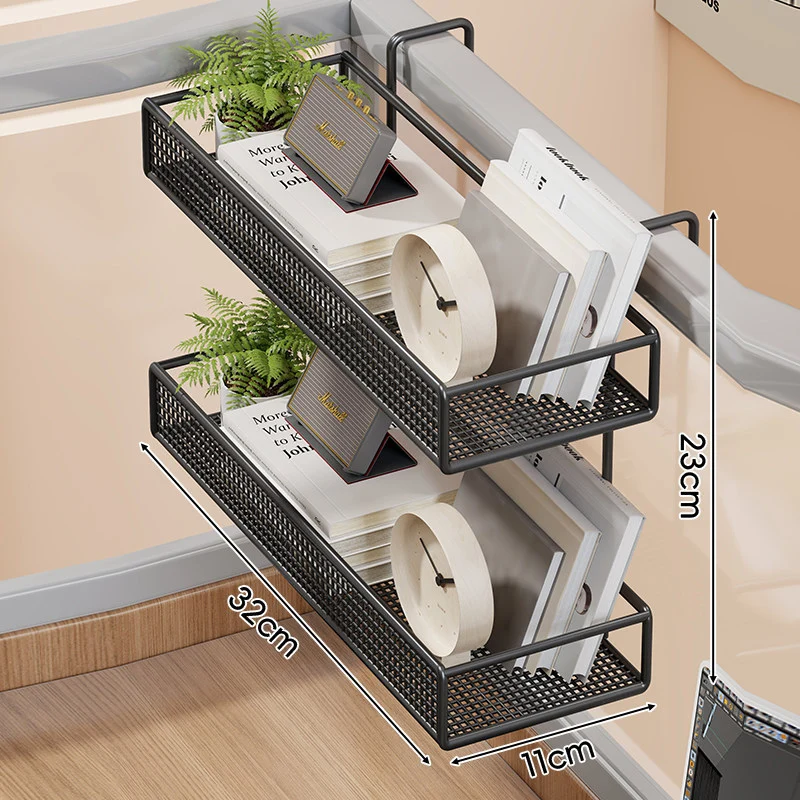 Clamp-On-Mesh-Schreibtisch-Trennwand-Regal-Organizer mit Rautenschale und Überkantenhaken