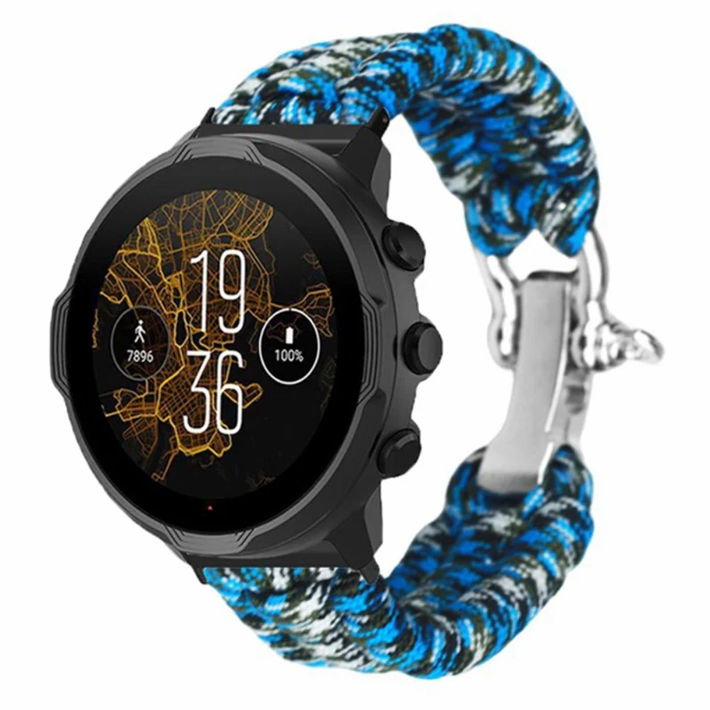 Suunto Spartan Sport Wrist HR Baro / Suunto 7 / Suunto 9 24mm Watch Band Braided Rope - Red Black Camouflage