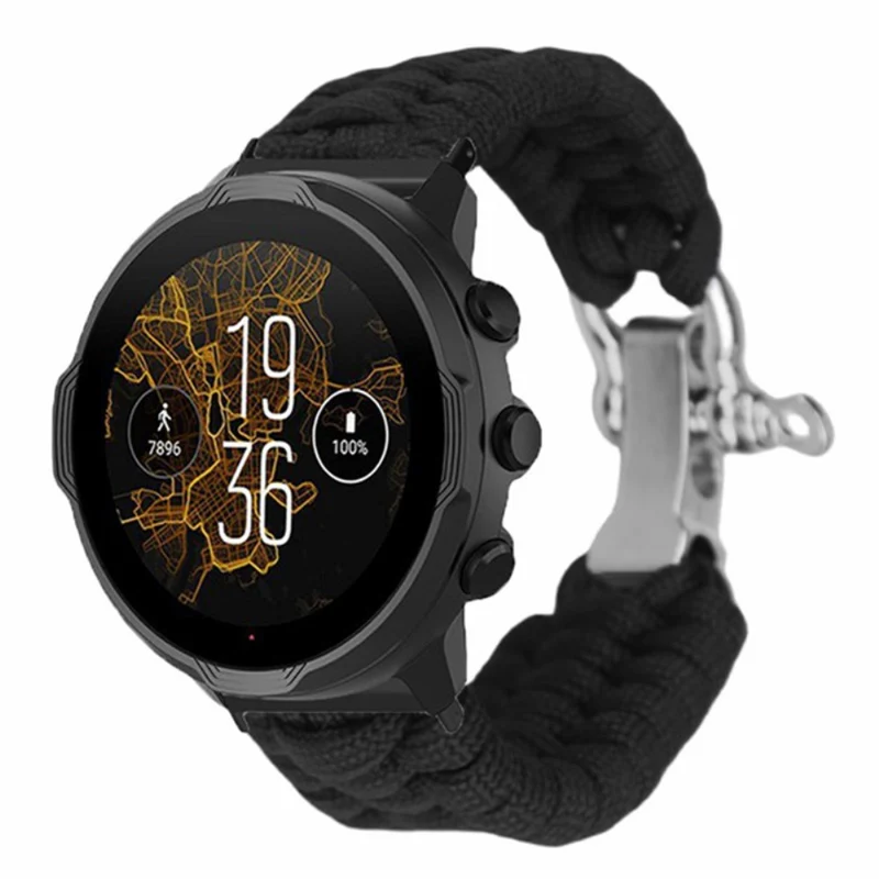 Suunto Spartan Sport Wrist HR Baro / Suunto 7 / Suunto 9 24mm Watch Band Braided Rope - Red Black Camouflage