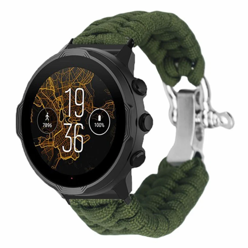 Suunto Spartan Sport Wrist HR Baro / Suunto 7 / Suunto 9 24mm Watch Band Braided Rope - Red Black Camouflage