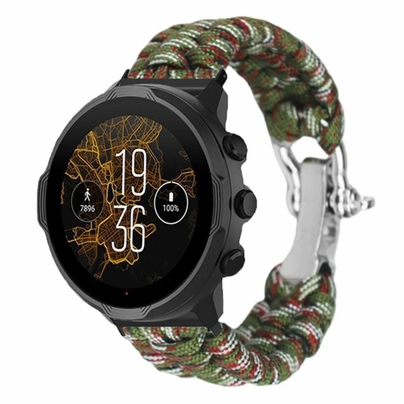 Suunto Spartan Sport Wrist HR Baro / Suunto 7 / Suunto 9 24mm Watch Band Braided Rope - Red Black Camouflage