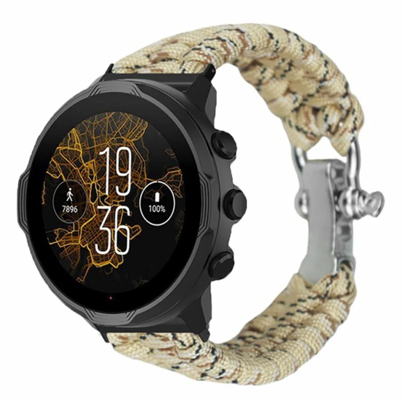 Suunto Spartan Sport Wrist HR Baro / Suunto 7 / Suunto 9 24mm Watch Band Braided Rope - Red Black Camouflage