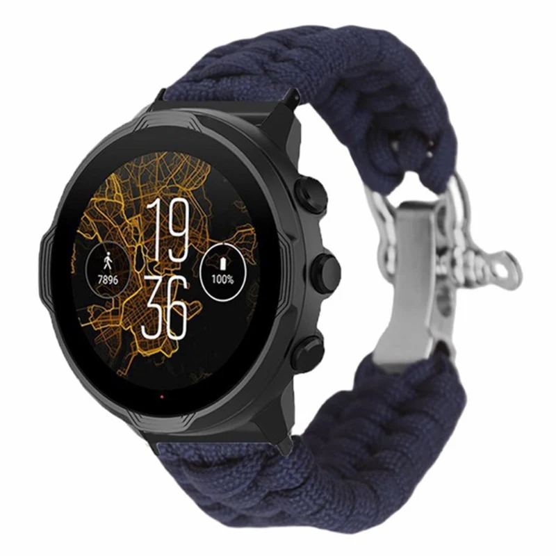 Suunto Spartan Sport Wrist HR Baro / Suunto 7 / Suunto 9 24mm Watch Band Braided Rope - Red Black Camouflage