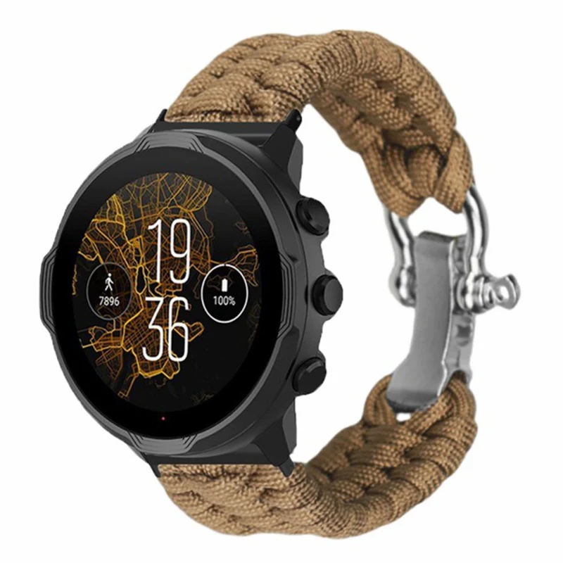 Suunto Spartan Sport Wrist HR Baro / Suunto 7 / Suunto 9 24mm Watch Band Braided Rope - Red Black Camouflage
