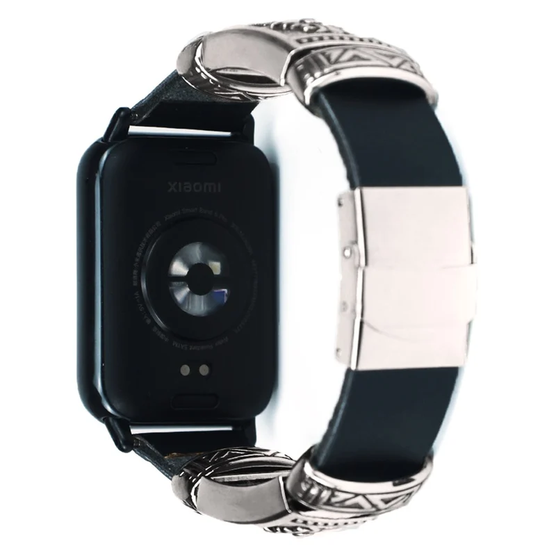 Xiaomi Smart Band 8 Pro Watch Strap Embossment Design Retro Vegan Leather Wrist Strap