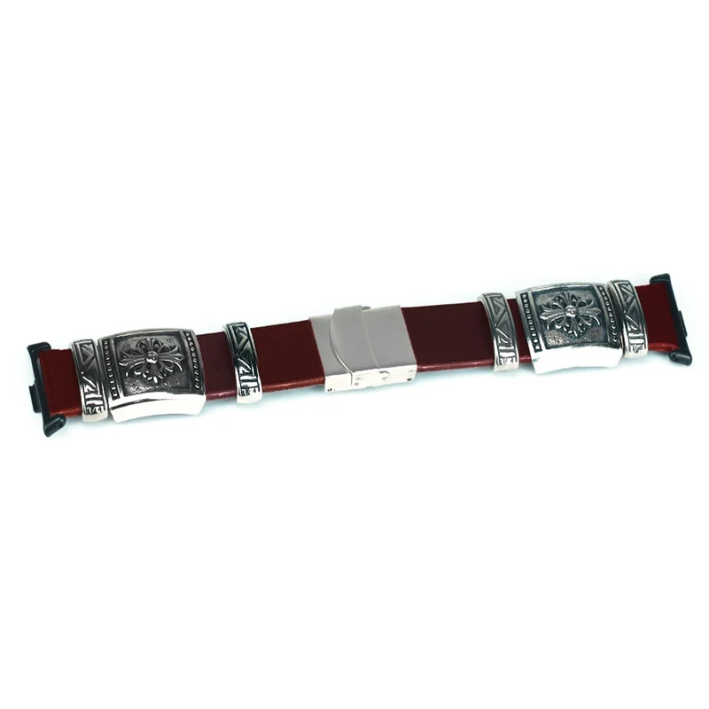 Xiaomi Smart Band 8 Pro Watch Strap Embossment Design Retro Vegan Leather Wrist Strap