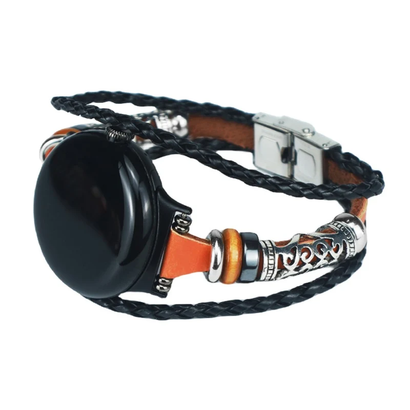 Google Pixel Watch / Pixel Watch 2 DIY Braided Leather Watch Strap Beads