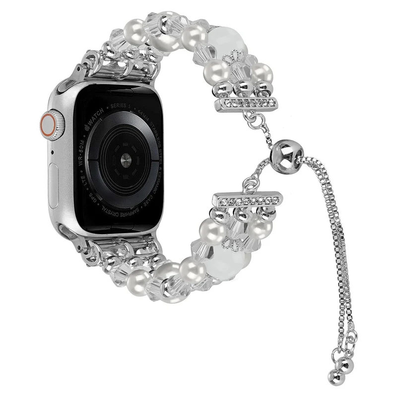 Apple Watch 49mm / 45mm / 44mm / 42mm Beads Watch Band Adjustable Bracelet
