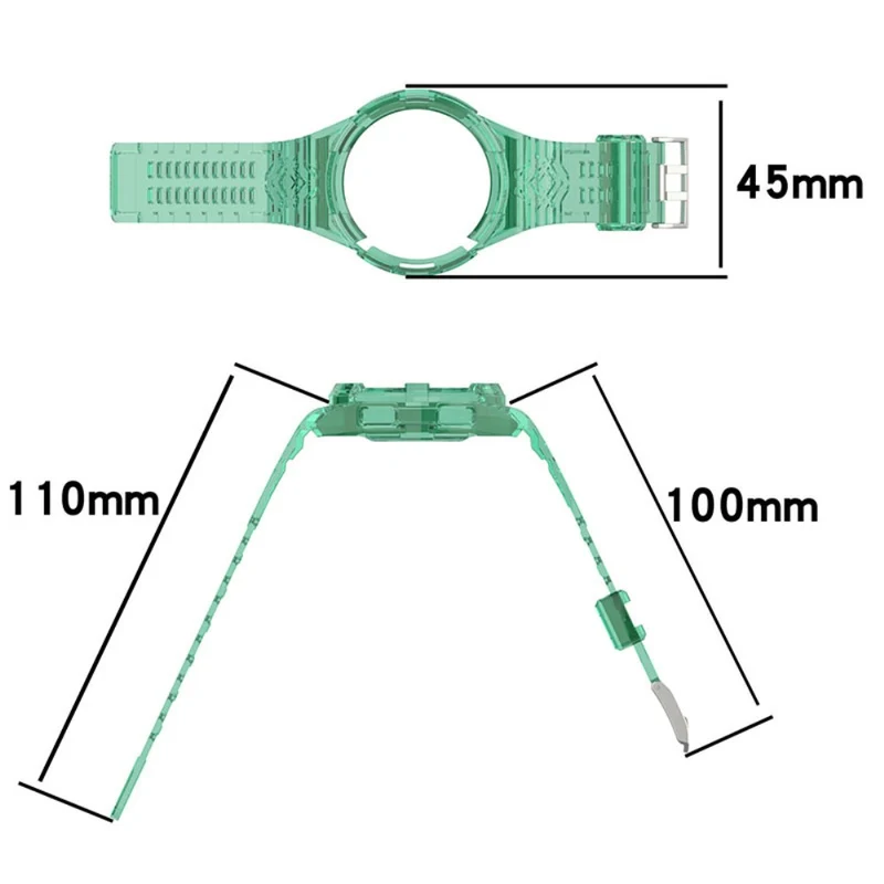 Samsung Galaxy Watch6 Classic 43mm (R950) Clear Flexible Soprt Strap Band with Case - Translucent Green