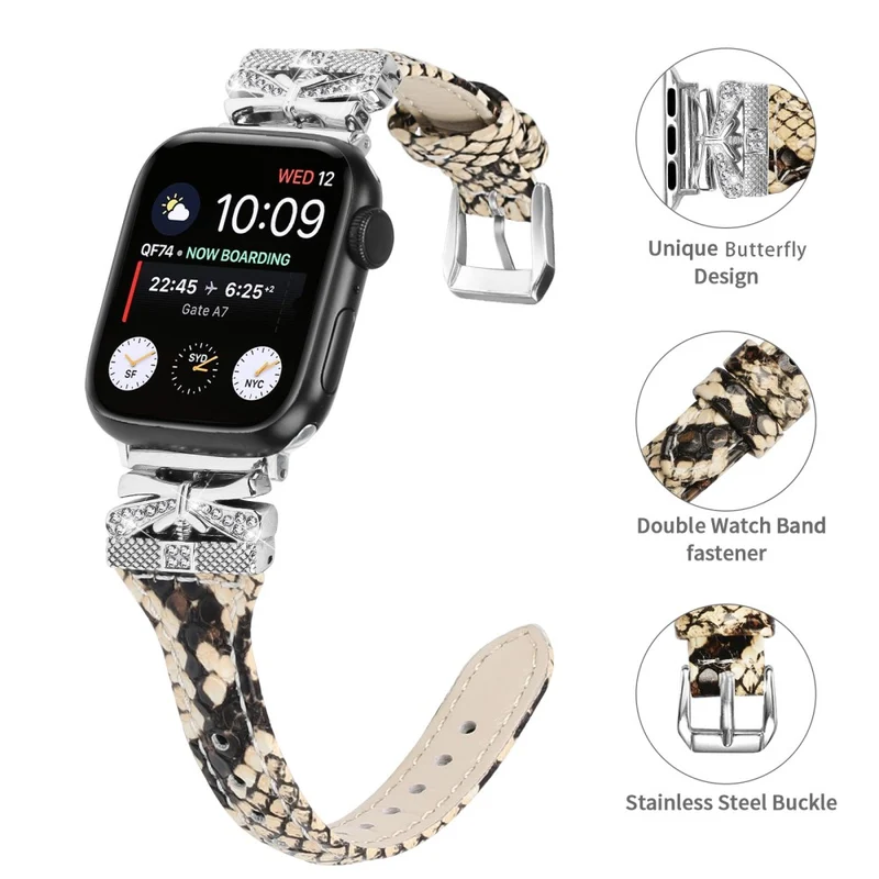 Watch Strap Apple Watch Series 9 8 7 41mm / 6 5 4 SE SE (2022) SE (2023) 40mm / 3 2 1 38mm Silver Buckle Band