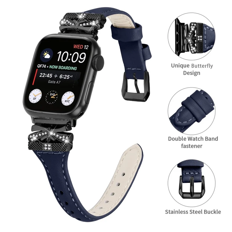 Watchband Apple Watch Series 9 8 7 41mm / 6 5 4 SE SE (2022) SE (2023) 40mm / 3 2 1 38mm Black Buckle Watch Strap