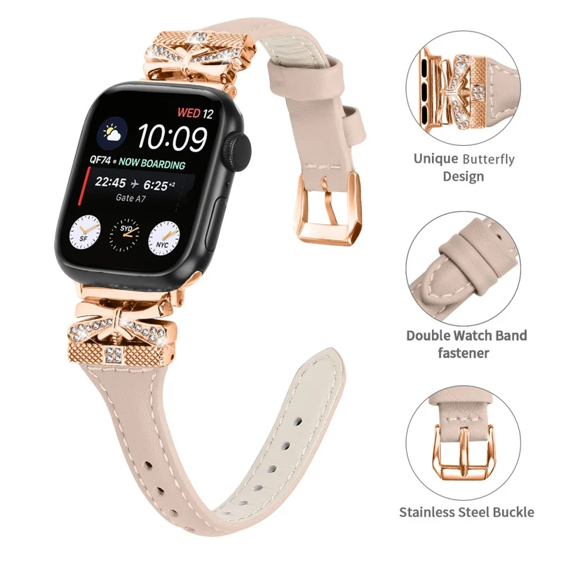 Rose Gold Buckle Watch Strap Apple Watch Series 9 / 8 / 7 / 41mm / 6 / 5 / 4 / SE / SE (2022) / SE (2023) 40mm / Series 3 2 1 38mm - Dark Blue