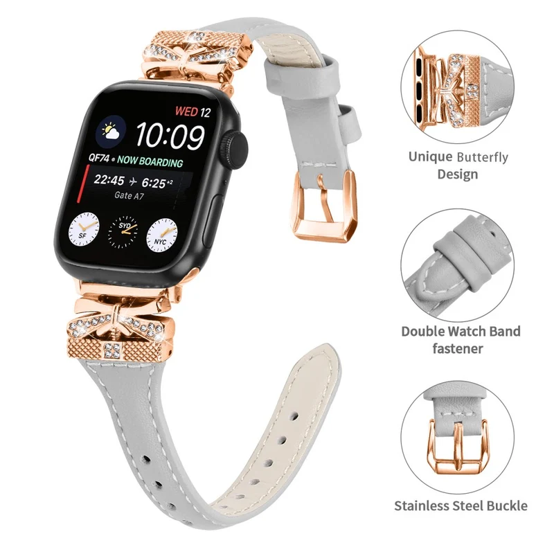 Rose Gold Buckle Watch Strap Apple Watch Series 9 / 8 / 7 / 41mm / 6 / 5 / 4 / SE / SE (2022) / SE (2023) 40mm / Series 3 2 1 38mm - Dark Blue